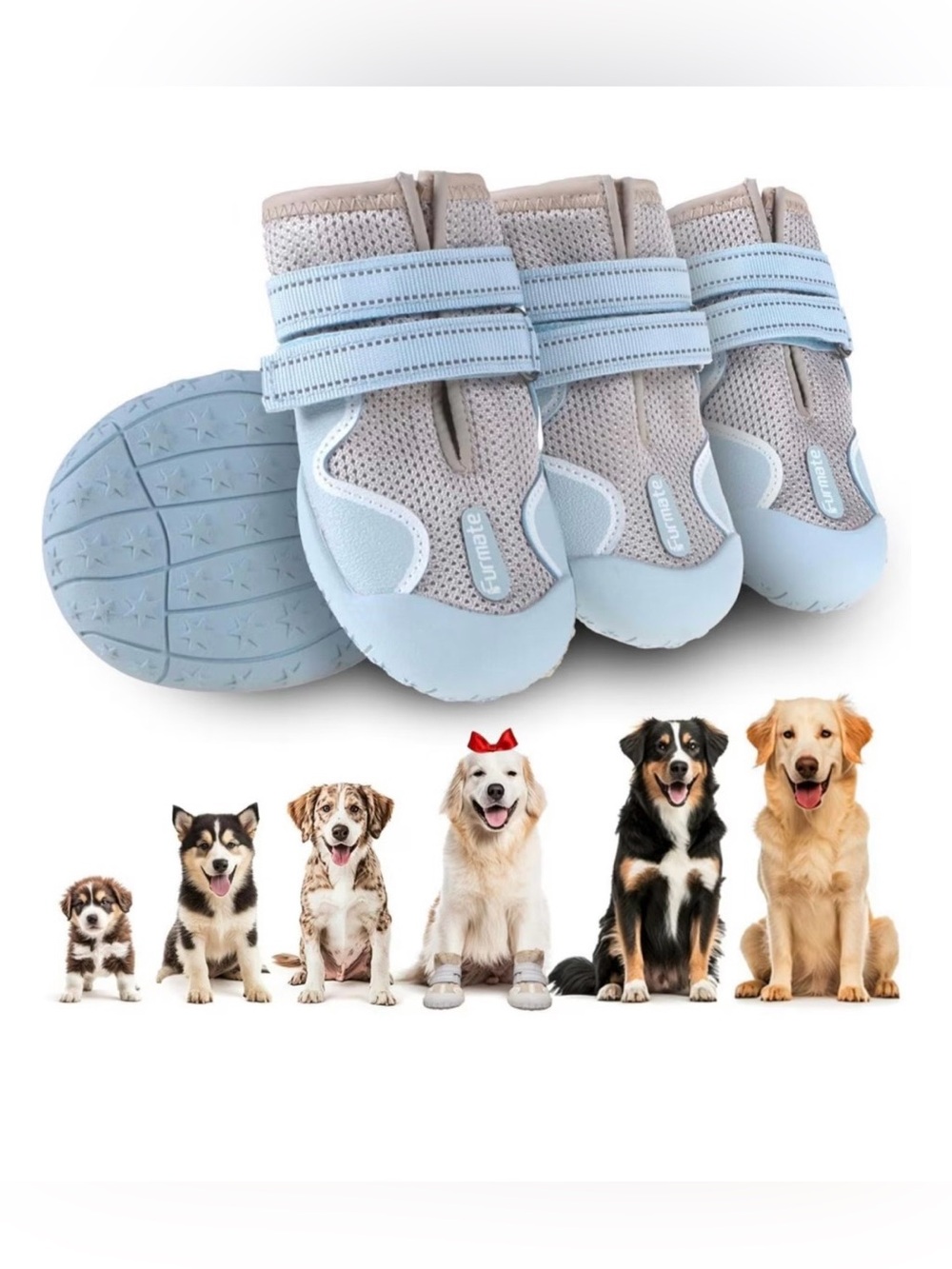 Furmate All Terrain Neon Blue and Tan Dog Boots Size 7 (for dogs 63-75 lbs)